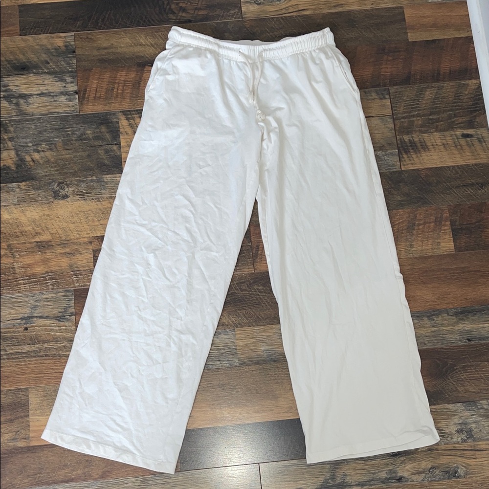 Stretchy White straight-Leg Pants